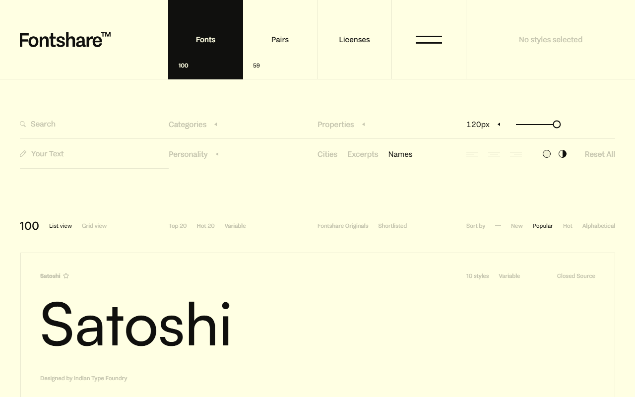 Fontshare — 100% free fonts service from the Indian Type Foundry